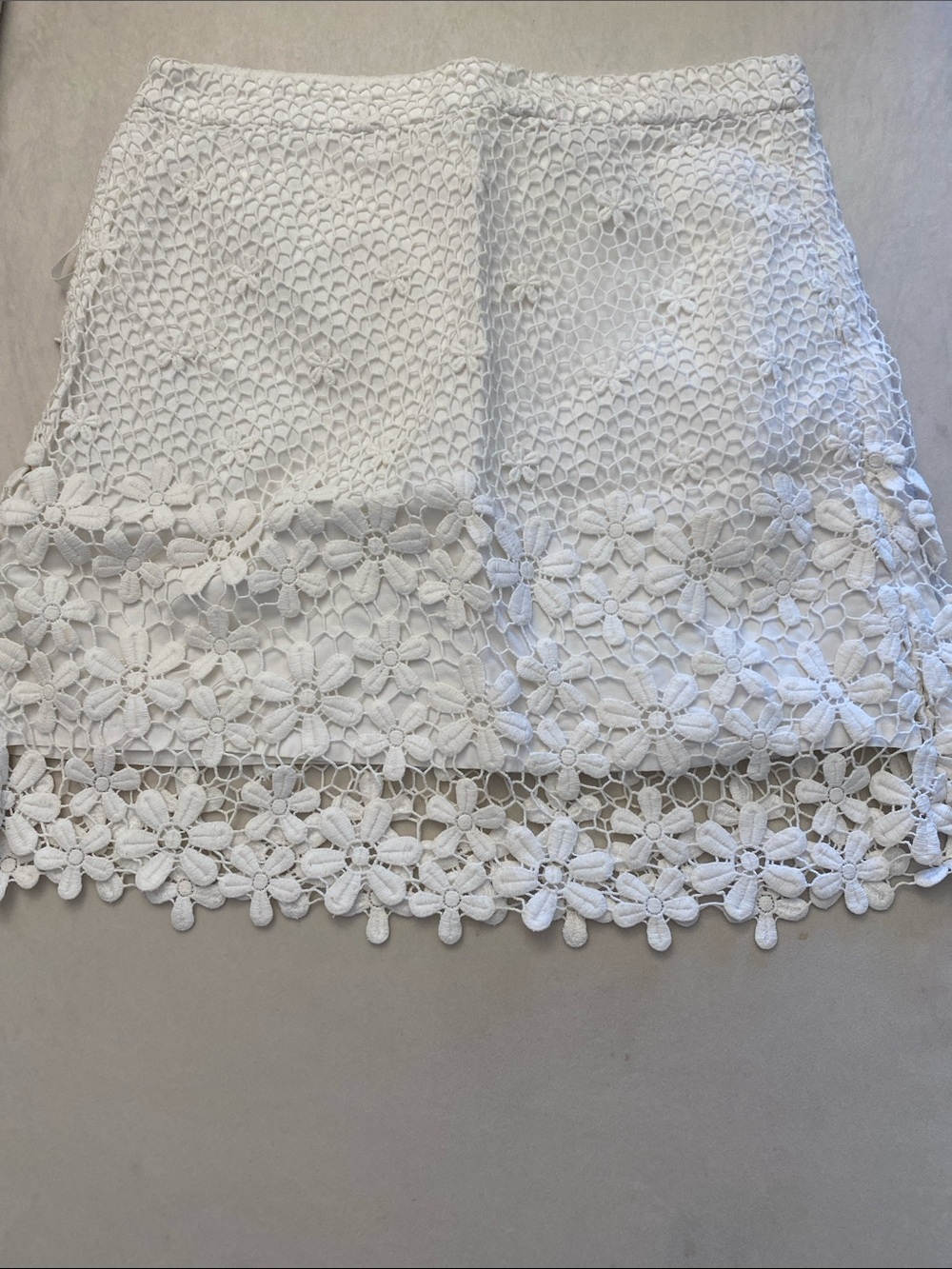 White Floral Crochet Mini Skirt - Women's Lace Summer Skirt